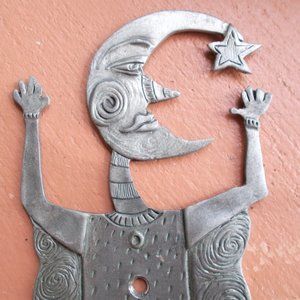 Vintage Original Pewter Dance By The Light Of The Moon Switch Plate Cover